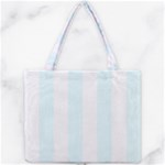 Vertical Stripes - White and Bubbles Cyan Mini Tote Bag