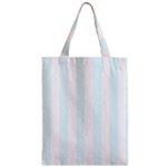 Vertical Stripes - White and Bubbles Cyan Zipper Classic Tote Bag