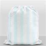 Vertical Stripes - White and Bubbles Cyan Drawstring Bag (Small)