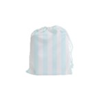 Vertical Stripes - White and Bubbles Cyan Drawstring Pouch (S)