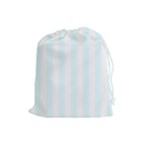 Vertical Stripes - White and Bubbles Cyan Drawstring Pouch (L)