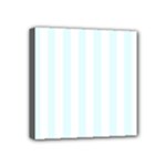 Vertical Stripes - White and Bubbles Cyan Mini Canvas 4  x 4  (Stretched)