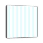 Vertical Stripes - White and Bubbles Cyan Mini Canvas 6  x 6  (Stretched)