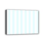 Vertical Stripes - White and Bubbles Cyan Mini Canvas 7  x 5  (Stretched)