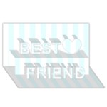Vertical Stripes - White and Bubbles Cyan Best Friends 3D Greeting Card (8x4)