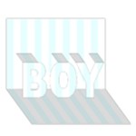 Vertical Stripes - White and Bubbles Cyan BOY 3D Greeting Card (7x5)