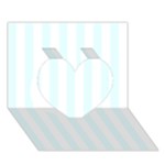 Vertical Stripes - White and Bubbles Cyan Heart 3D Greeting Card (7x5)