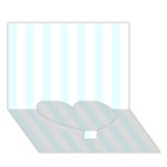 Vertical Stripes - White and Bubbles Cyan Heart Bottom 3D Greeting Card (7x5)