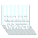 Vertical Stripes - White and Bubbles Cyan YOU ARE INVITED 3D Greeting Card (7x5)