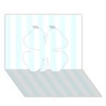 Vertical Stripes - White and Bubbles Cyan Clover 3D Greeting Card (7x5)