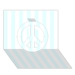 Vertical Stripes - White and Bubbles Cyan Peace Sign 3D Greeting Card (7x5)