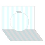 Vertical Stripes - White and Bubbles Cyan Circle 3D Greeting Card (7x5)