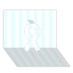 Vertical Stripes - White and Bubbles Cyan Ribbon 3D Greeting Card (7x5)