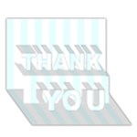 Vertical Stripes - White and Bubbles Cyan THANK YOU 3D Greeting Card (7x5)