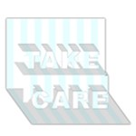 Vertical Stripes - White and Bubbles Cyan TAKE CARE 3D Greeting Card (7x5)