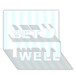 Vertical Stripes - White and Bubbles Cyan Get Well 3D Greeting Card (7x5)