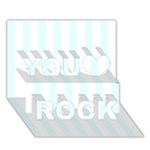 Vertical Stripes - White and Bubbles Cyan You Rock 3D Greeting Card (7x5)