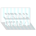 Vertical Stripes - White and Bubbles Cyan Merry Xmas 3D Greeting Card (8x4)