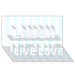 Vertical Stripes - White and Bubbles Cyan Laugh Live Love 3D Greeting Card (8x4)