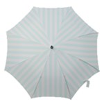 Vertical Stripes - White and Bubbles Cyan Hook Handle Umbrella (Small)