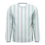 Vertical Stripes - White and Light Cyan Men s Long Sleeve T-shirt