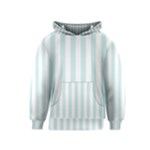 Vertical Stripes - White and Light Cyan Kid s Pullover Hoodie