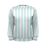 Vertical Stripes - White and Light Cyan Women s Sweatshirt