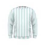Vertical Stripes - White and Light Cyan Kid s Sweatshirt