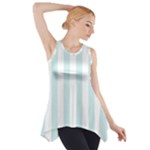 Vertical Stripes - White and Light Cyan Side Drop Tank Tunic