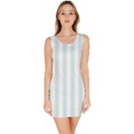 Vertical Stripes - White and Light Cyan Bodycon Dress