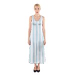 Vertical Stripes - White and Light Cyan Full Print Maxi Dress