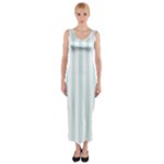 Vertical Stripes - White and Light Cyan Fitted Maxi Dress