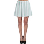 Vertical Stripes - White and Light Cyan Skater Skirt