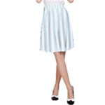 Vertical Stripes - White and Light Cyan A-Line Skirt