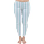 Vertical Stripes - White and Light Cyan Winter Leggings