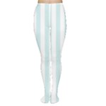 Vertical Stripes - White and Light Cyan Women s Tights