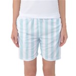 Vertical Stripes - White and Light Cyan Women s Basketball Shorts