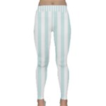 Vertical Stripes - White and Light Cyan Yoga Leggings