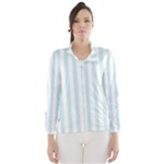 Vertical Stripes - White and Light Cyan Wind Breaker (Women)