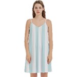 Vertical Stripes - White and Light Cyan Women s Reversible Sports Bra with Border