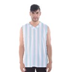 Vertical Stripes - White and Light Cyan Men s Basketball Tank Top