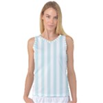 Vertical Stripes - White and Light Cyan Women s Basketball Tank Top