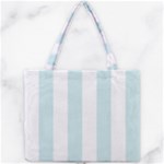 Vertical Stripes - White and Light Cyan Mini Tote Bag