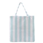 Vertical Stripes - White and Light Cyan Grocery Tote Bag