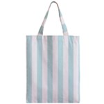 Vertical Stripes - White and Light Cyan Zipper Classic Tote Bag