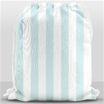 Vertical Stripes - White and Light Cyan Drawstring Bag (Large)