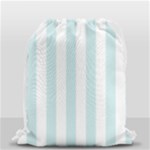 Vertical Stripes - White and Light Cyan Drawstring Bag (Small)