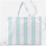 Vertical Stripes - White and Light Cyan Zipper Large Tote Bag