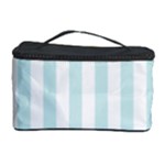 Vertical Stripes - White and Light Cyan Cosmetic Storage Case