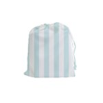 Vertical Stripes - White and Light Cyan Drawstring Pouch (M)